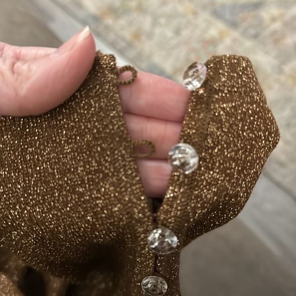 NWOT⭐️* Lane Bryant Copper MetallicT-neck sweater w/RhinestnButton slv Sz 22/24✨ - Picture 8 of 10